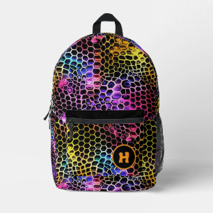 Sac À Dos Imprimé Monogramme amusant de reptile de néon
