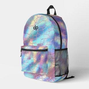 Sac À Dos Imprimé Monogramme Arrière - plan Holographique Foil Motif