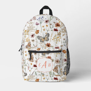 Sac À Dos Imprimé Monogramme Boho Butterflies Fleurs sauvages