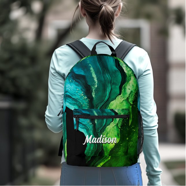 Sac À Dos Imprimé monogramme d'art en marbre chic à parties scintill (Créateur téléchargé)