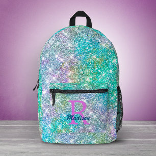 Sac À Dos Imprimé Monogramme de la fausse parties scintillant bleue 