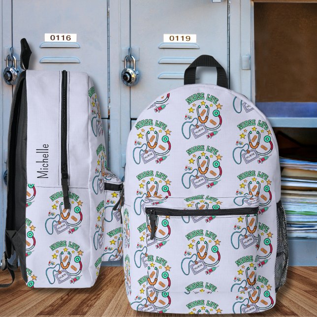 Sac À Dos Imprimé Monogramme de la vie des infirmières rétro (Créateur téléchargé)