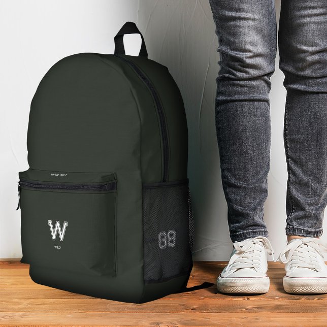 Sac À Dos Imprimé Monogramme de l'armée de terre foncé élégant (Sporty Stylish Dark Green Army Monogram Printed Backpack
)