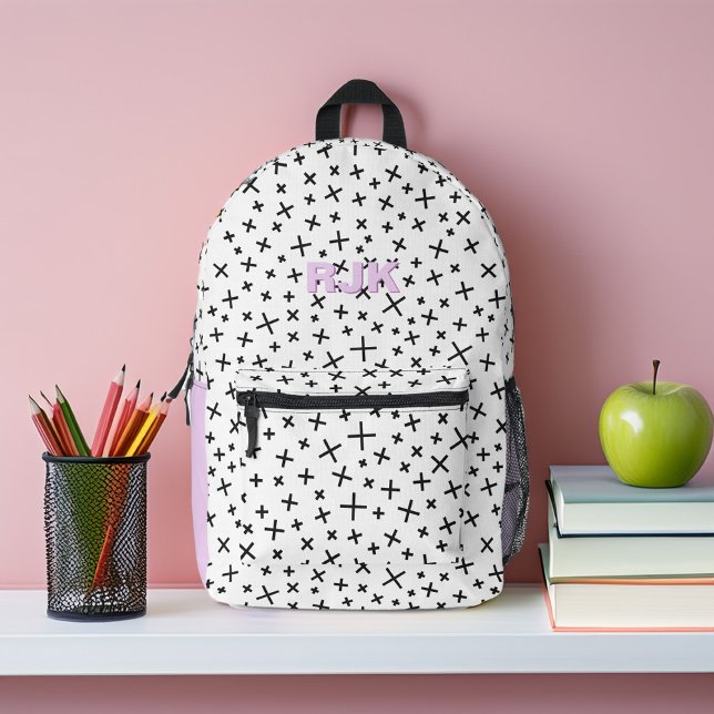 Sac À Dos Imprimé Monogramme de Motif rétro et de lavande personnali (Créateur téléchargé)