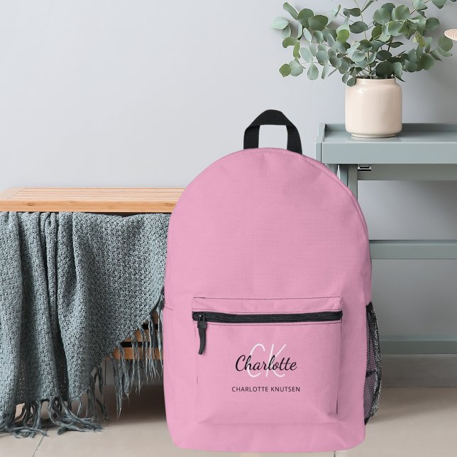 Sac À Dos Imprimé monogramme de nom rose (Créateur téléchargé)