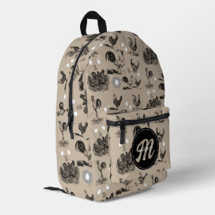Sac À Dos Imprimé Monogramme d'oeuf de coq de poulet vintage