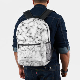 Sac À Dos Imprimé Monogramme en marbre blanc noir