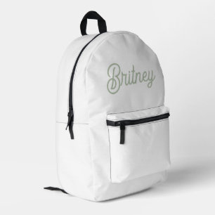Sac À Dos Imprimé Monogramme et nom personnalisés de Sage Vert moder
