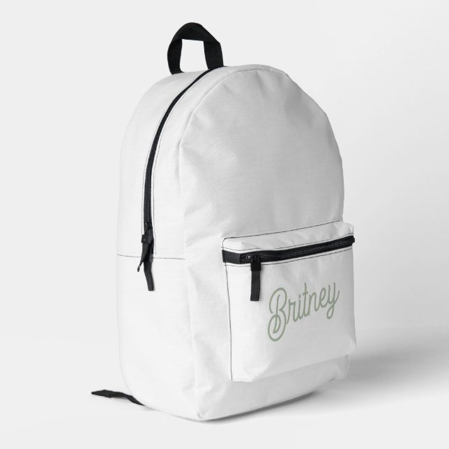 Sac À Dos Imprimé Monogramme et nom personnalisés de Sage Vert moder (Coin arrière gauche)