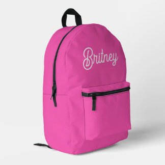 Sac À Dos Imprimé Monogramme et nom personnalisés Hot Pink moderne