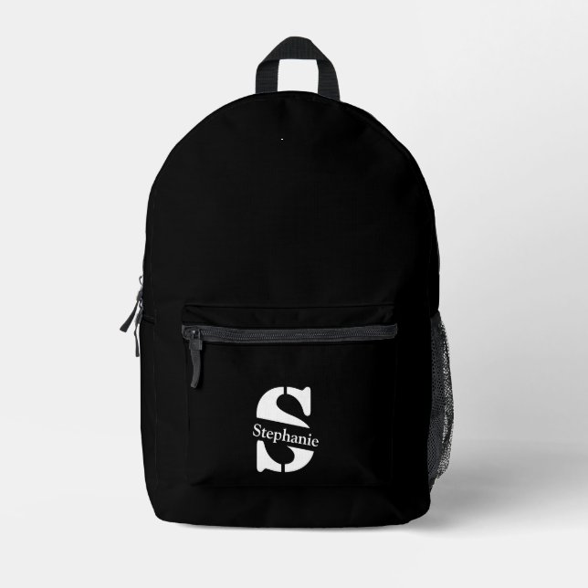 Sac À Dos Imprimé Monogramme et nom professionnel simple classique (Recto)