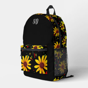 Sac À Dos Imprimé Monogramme floral à fleurs jaunes