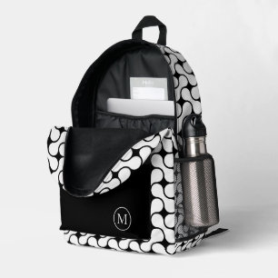Sac À Dos Imprimé Monogramme géométrique moderne noir et blanc