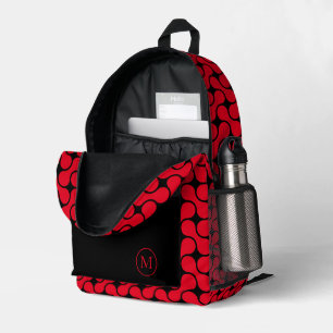 Sac À Dos Imprimé Monogramme géométrique moderne rouge et noir