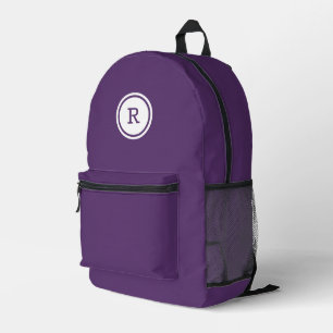 Sac À Dos Imprimé Monogramme gras en cercle blanc sur violet