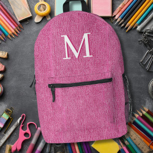 Sac À Dos Imprimé Monogramme Initial Rose Denim
