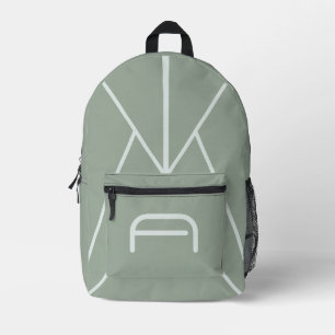 Sac À Dos Imprimé Monogramme Minimaliste Vert Sauge Matcha