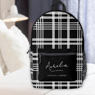 Sac À Dos Imprimé Monogramme Moderne Minimaliste Écriture Carreaux N