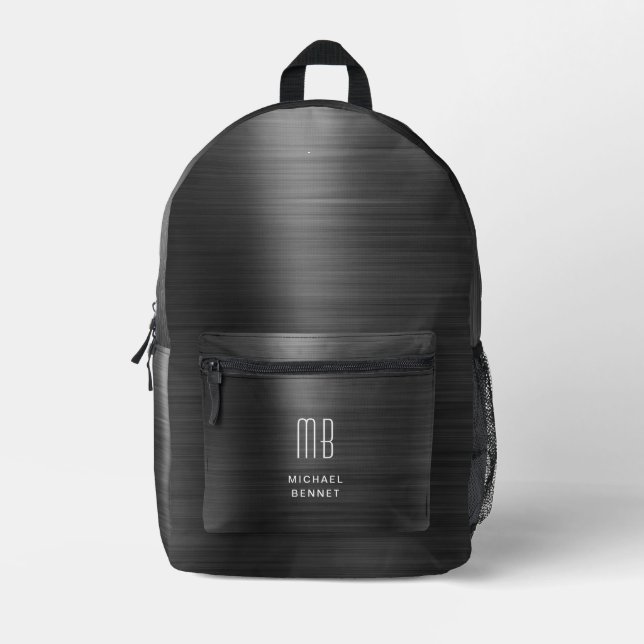 Sac À Dos Imprimé Monogramme moderne noir (Recto)
