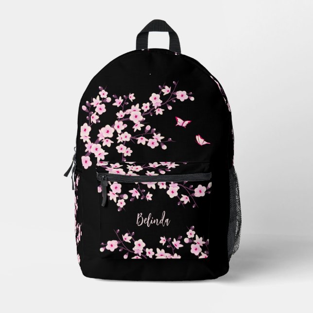 Sac À Dos Imprimé Monogramme noir rose cerisier (Recto)