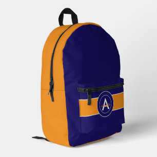 Sac À Dos Imprimé Monogramme orange et bleu personnalisé