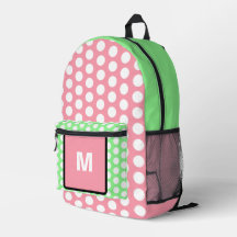 Monogramme Pastel Rose Vert Pois blancs