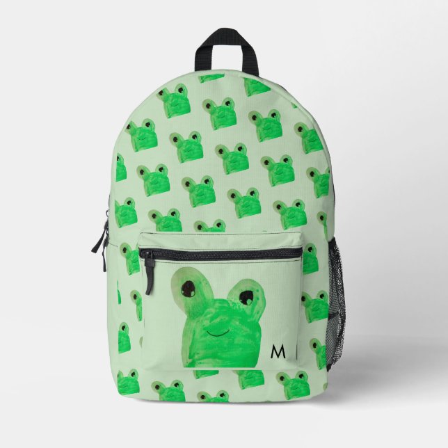 Sac À Dos Imprimé Monogramme personnalisé Cute grenouille (Recto)
