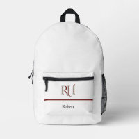 Monogramme personnalisé et nom blanc gris rouge