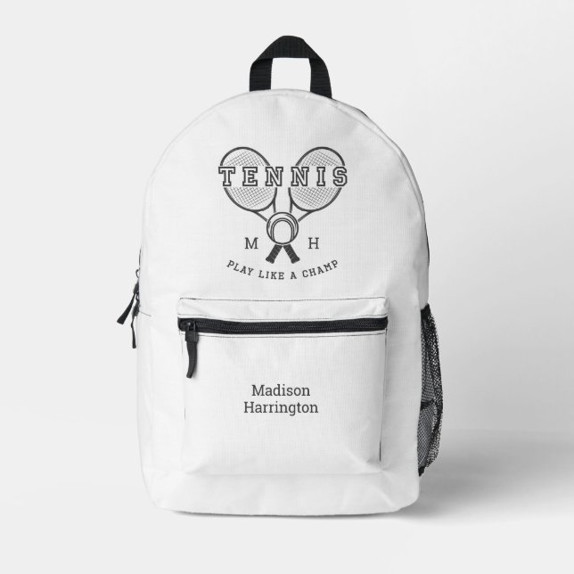Sac À Dos Imprimé monogramme personnalisé et nom TENNIS (Recto)