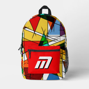 Sac À Dos Imprimé Monogramme personnalisé graffiti géométrique abstr