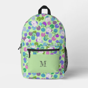 Sac À Dos Imprimé Monogramme personnalisé Motif de grenouilles verte