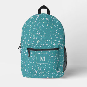 Sac À Dos Imprimé Monogramme personnalisé Turquoise Terrazzo