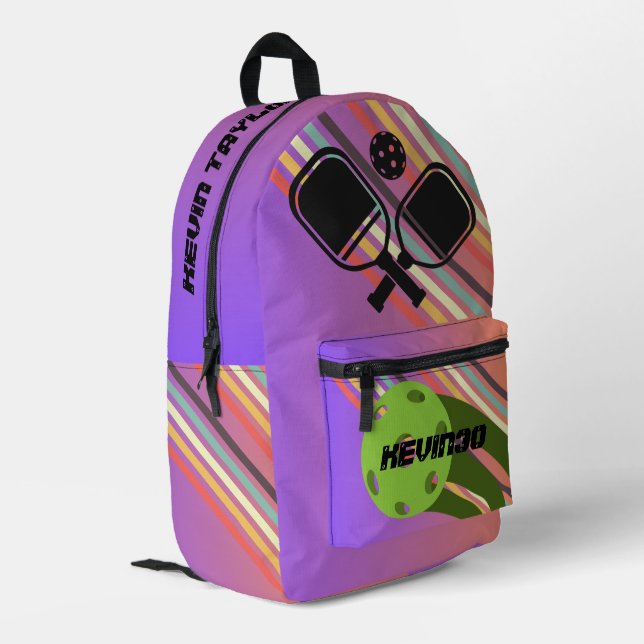 Sac À Dos Imprimé Monogramme plaisir dégradé et rayures Pickleball (Coin arrière gauche)