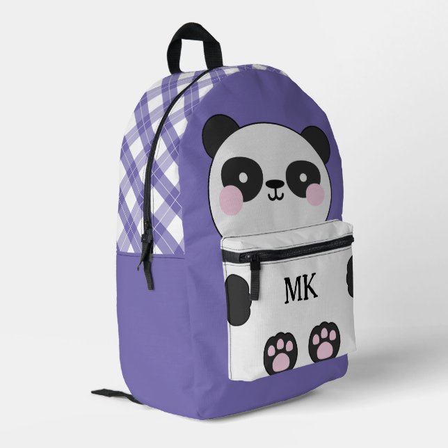 Sac À Dos Imprimé Monogramme Purple Cute Panda Kids (Coin arrière gauche)