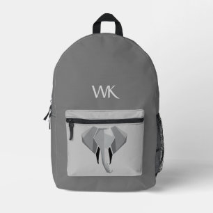 Sac À Dos Imprimé Monogramme Tête d'éléphant Gris