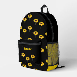 Sac À Dos Imprimé Monogramme tournesol jaune sur noir