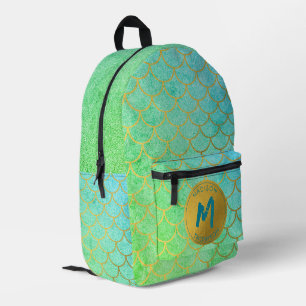Sac À Dos Imprimé Monogramme Turquoise Motif de Parties scintillant