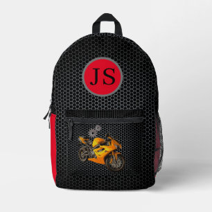 Sac À Dos Imprimé Monogrammes Rouges Noirs De Moto Les Garçons Retou