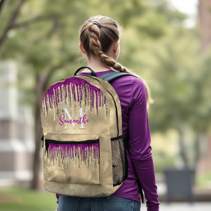Sac À Dos Imprimé Monographie de gouttes d'or et de rose chaud