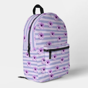 Sac À Dos Imprimé Motif à rayures pastel avec des marguerites