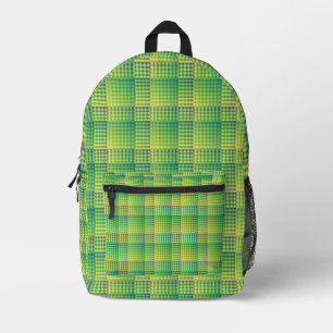 Sac À Dos Imprimé Motif Abstrait à Damier Vert Bleu