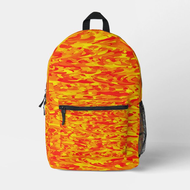 Sac À Dos Imprimé Motif Abstrait orange rouge jaune (Recto)