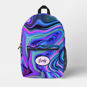 Sac À Dos Imprimé Motif Agate Bleu Rose Violet
