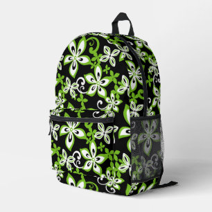 SAC À DOS IMPRIMÉ MOTIF ALOHA HAWAII EN NOIR/LIME