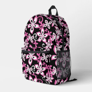 SAC À DOS IMPRIMÉ MOTIF ALOHA HAWAII EN NOIR/ROSE