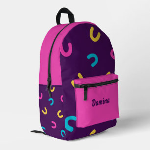 Sac À Dos Imprimé Motif amusant néon/magenta personnalisé