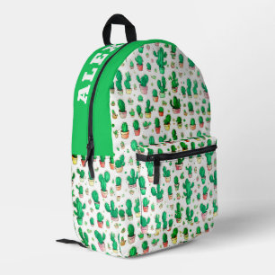 Sac À Dos Imprimé Motif aquarelle de cactus vert et blanc mignon