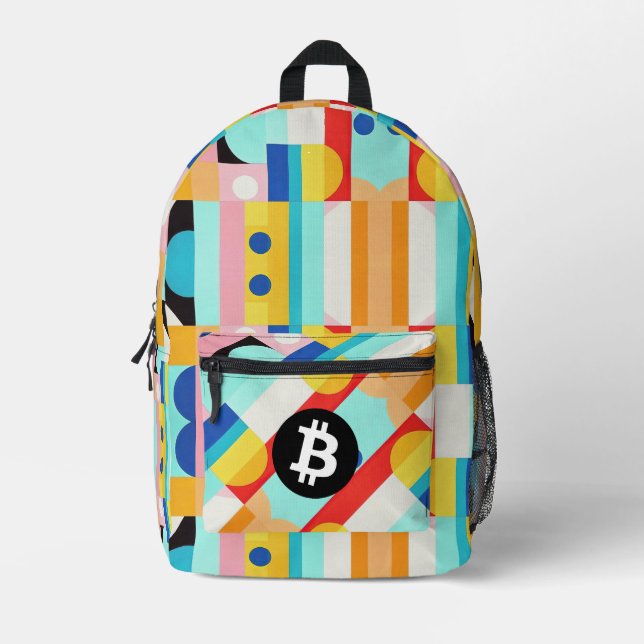 Sac À Dos Imprimé Motif Bitcoin coloré (Recto)