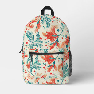 Sac À Dos Imprimé Motif blanc blanc et rouge Paisley Leaf