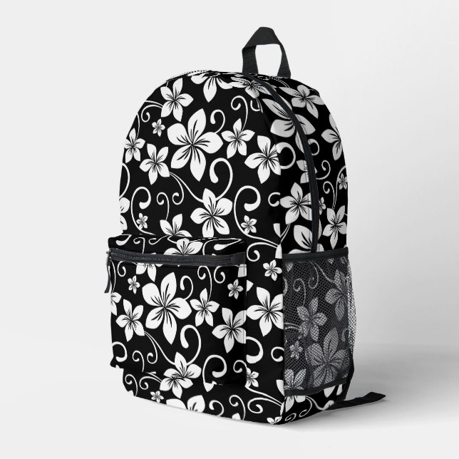 SAC À DOS IMPRIMÉ MOTIF BLEU HAWAII EN NOIR (Coin arrière droit)